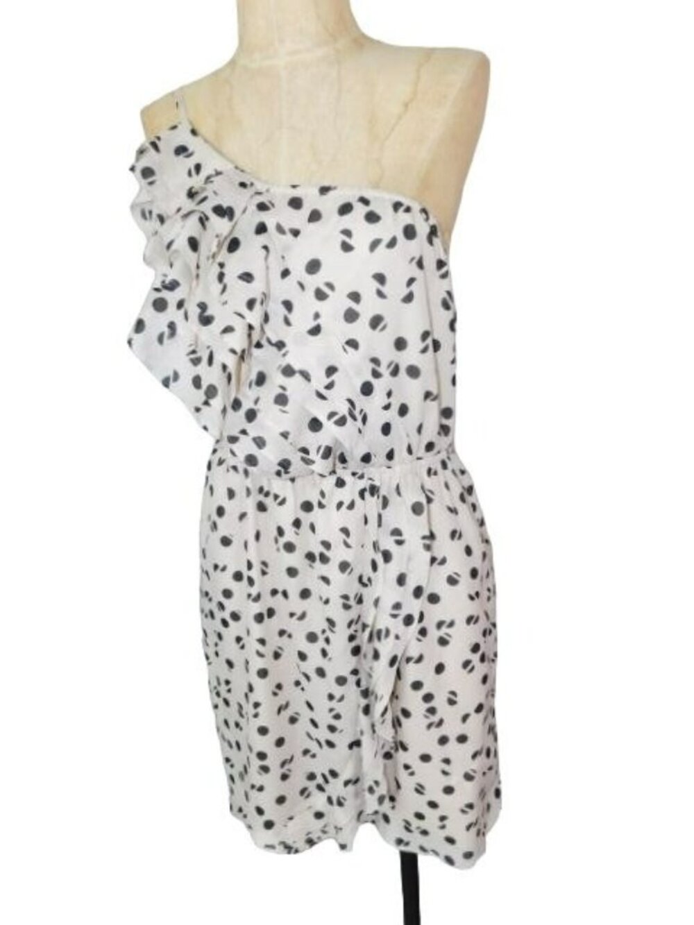 BCBG Generation Size S Small Polka Dot Short Bare Shoulder Dress NWT $108